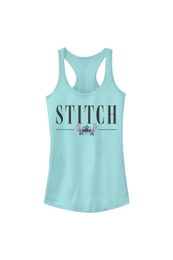 Junior's Lilo & Stitch Simplistic Logo Stitch Racerback Tank Top Cancun X Small