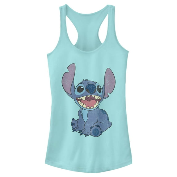 Junior's Lilo & Stitch Sitting Happily Racerback Tank Top Cancun Small