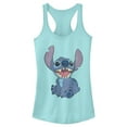 thumbnail image 1 of Junior's Lilo & Stitch Sitting Happily Racerback Tank Top Cancun X Small, 1 of 4