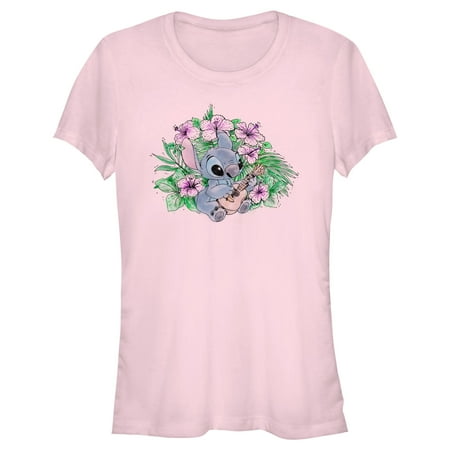 Junior's Lilo & Stitch Sketchy Ukulele Graphic Tee Light Pink X Large