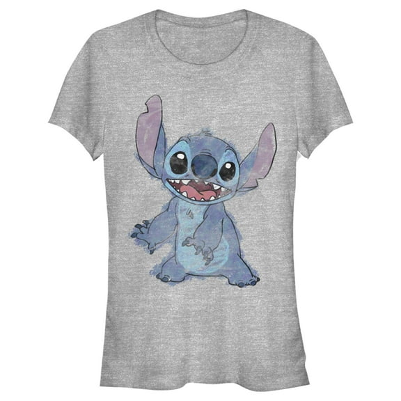 Junior's Lilo & Stitch Sketchy and Fluffy  Graphic Tee Athletic Heather X Large