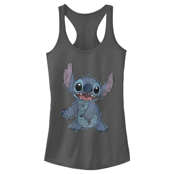 Junior's Lilo & Stitch Sketchy and Fluffy  Racerback Tank Top Charcoal X Large