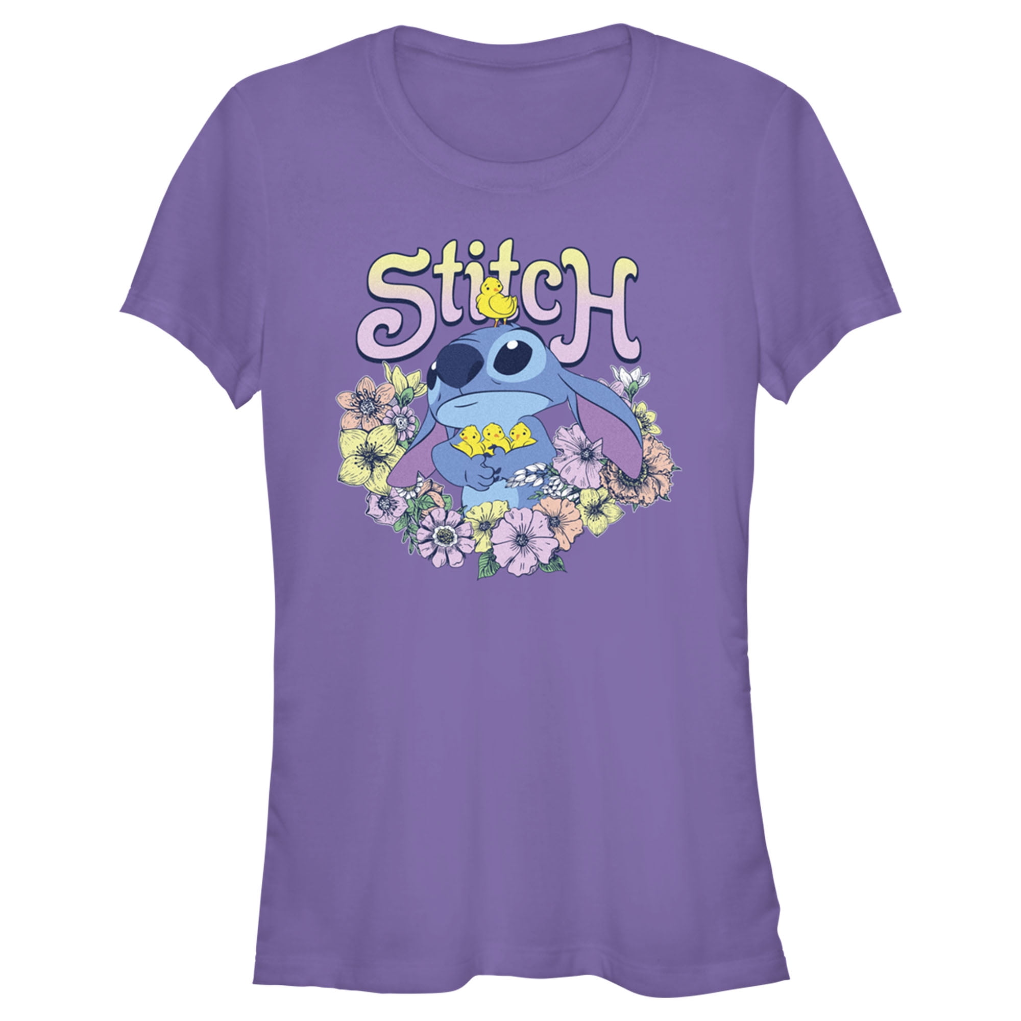 Junior's Lilo & Stitch Springtime Stitch Graphic Tee Purple Large ...