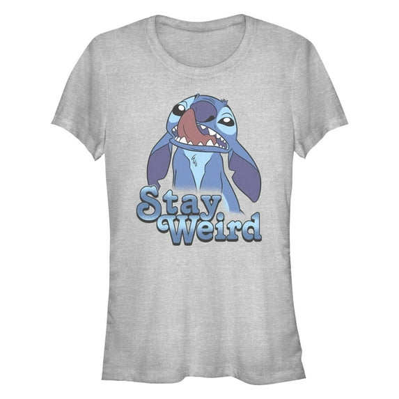 Junior's Lilo & Stitch Stay Weird Nose Picker Graphic T-Shirt