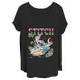 thumbnail image 1 of Junior's Lilo & Stitch Surfing Stitch Graphic Tee Black 2X, 1 of 4