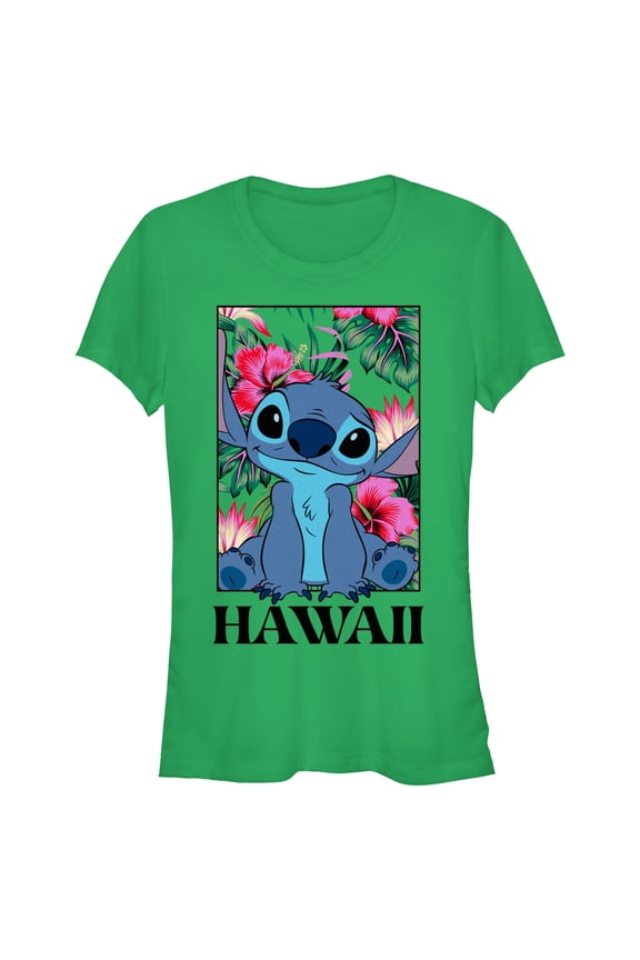 Junior's Lilo & Stitch Tropical Hawaii Poster Graphic Tee Kelly Green Small