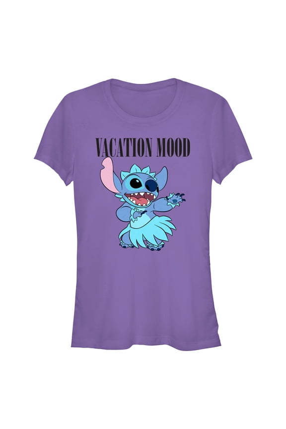 Junior's Lilo & Stitch Vacation Mood Graphic Tee Purple Medium