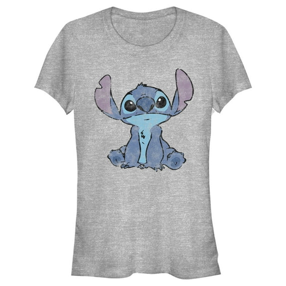 Junior's Lilo & Stitch Watercolor Stitch Graphic Tee Athletic Heather Large