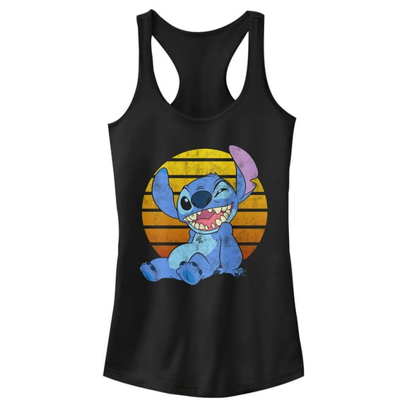 Junior's Lilo & Stitch Winking Racerback Tank Top Black X Large