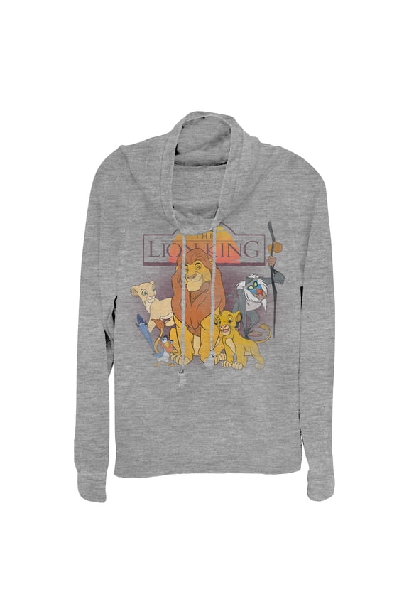 Junior's Lion King Family Cowl Neck Sweatshirt Gray Heather Small