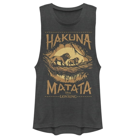 Junior's Lion King Hakuna Matata Jungle Trio  Festival Muscle Graphic Tee Charcoal X Large
