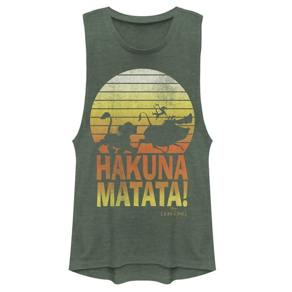 Junior's Lion King Hakuna Matata Profile  Festival Muscle Graphic Tee Pine Green Heather X Small