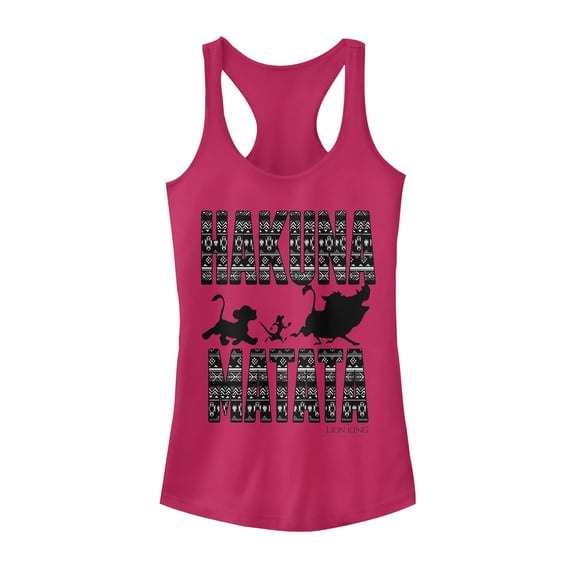 Junior's Lion King Hakuna Matata Racerback Tank Top Dark Pink Large