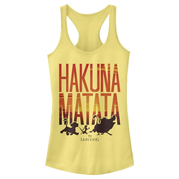 Junior's Lion King Hakuna Matata Sunset  Racerback Tank Top Banana Large
