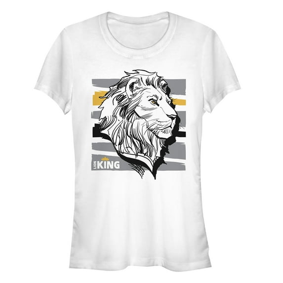 Junior's Lion King Mufasa Stripe Profile Graphic Tee White Small
