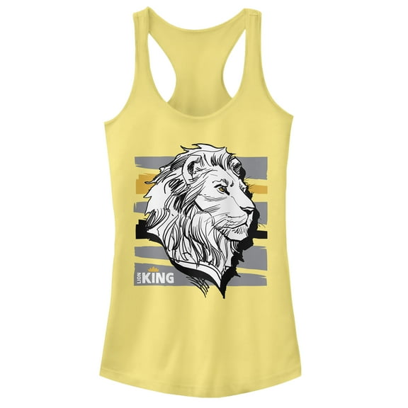 Junior's Lion King Mufasa Stripe Profile  Racerback Tank Top Banana Medium