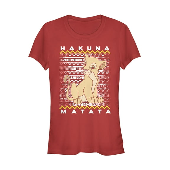 Junior's Lion King Nala Diagonal Stripe  Graphic Tee Red 2X Large