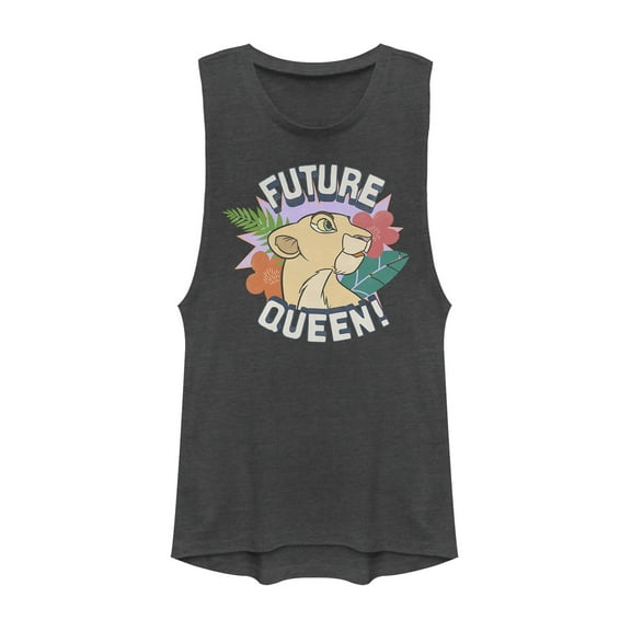 Junior's Lion King Nala Future Queen Festival Muscle Graphic Tee Charcoal Small