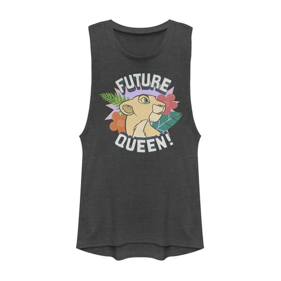 Junior's Lion King Nala Future Queen Festival Muscle Graphic Tee Charcoal X Small