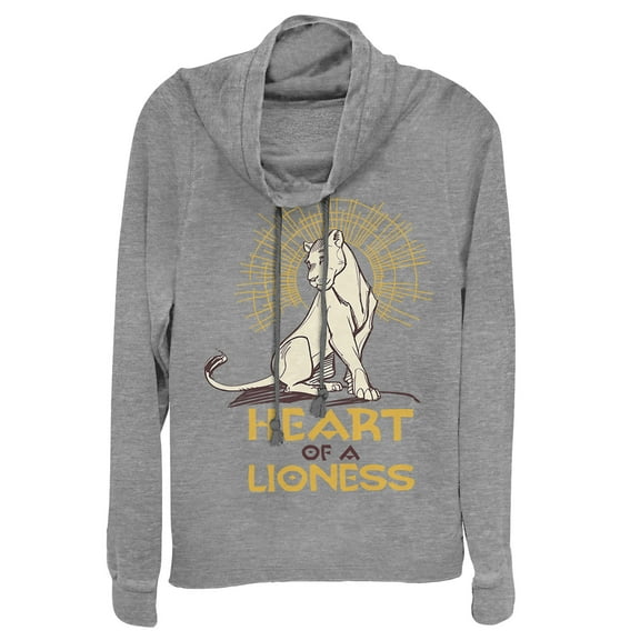 Junior's Lion King Nala Heart of Lioness  Cowl Neck Sweatshirt Gray Heather X Small