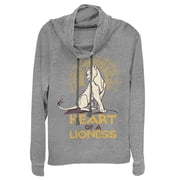 Juniors Lion King Nala Heart of Lioness Cowl Neck Sweatshirt Gray Heather X Small