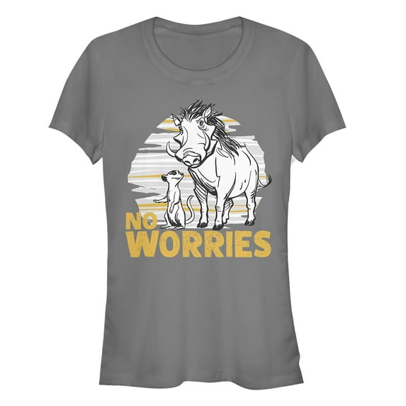 Junior's Lion King No Worries Besties Graphic Tee Charcoal 2X Large