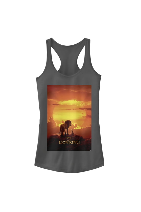 Junior's Lion King Pride Rock Movie Poster Racerback Tank Top Charcoal Small