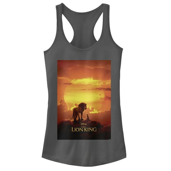 Junior's Lion King Pride Rock Movie Poster  Racerback Tank Top Charcoal X Small
