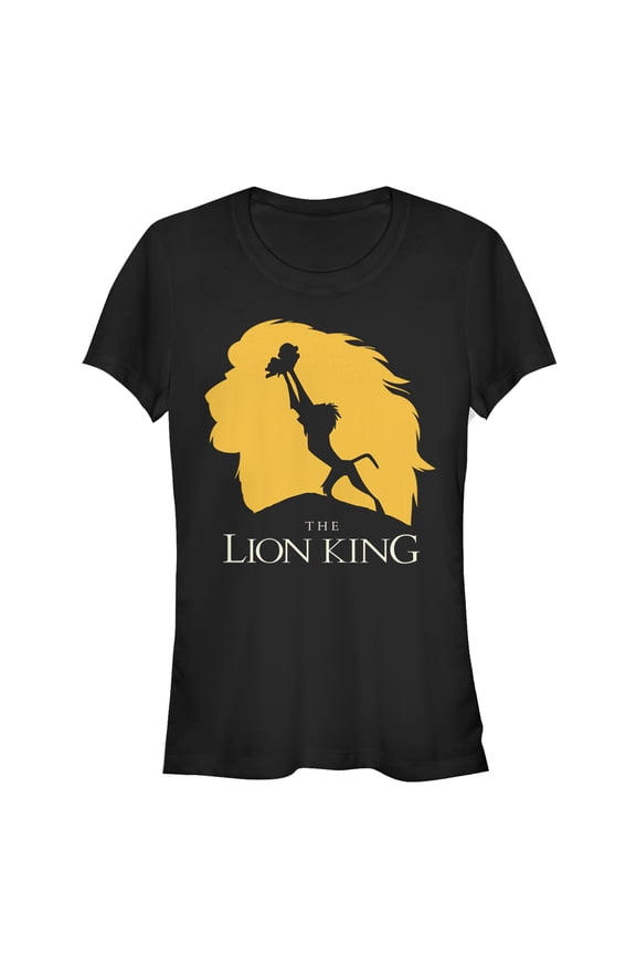 Junior's Lion King Pride Rock Silhouette  Graphic Tee Black X Large