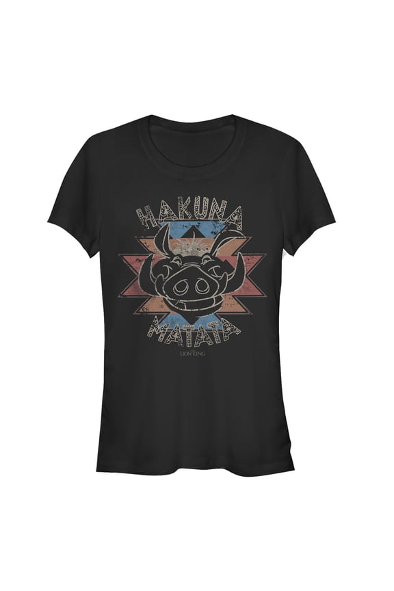 Junior's Lion King Pumbaa Hakuna Matata  Graphic Tee Black Medium