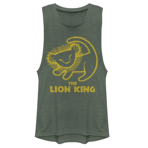 Junior's Lion King Rafiki Drawing Festival Muscle Graphic Tee Pine Green Heather Small