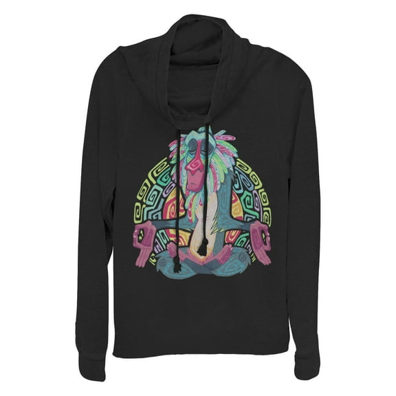 Junior's Lion King Rafiki Geometric Rainbow  Cowl Neck Sweatshirt
