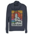 thumbnail image 1 of Junior's Lion King Retro Rainbow '94 Silhouette  Cowl Neck Sweatshirt Navy Blue Large, 1 of 3