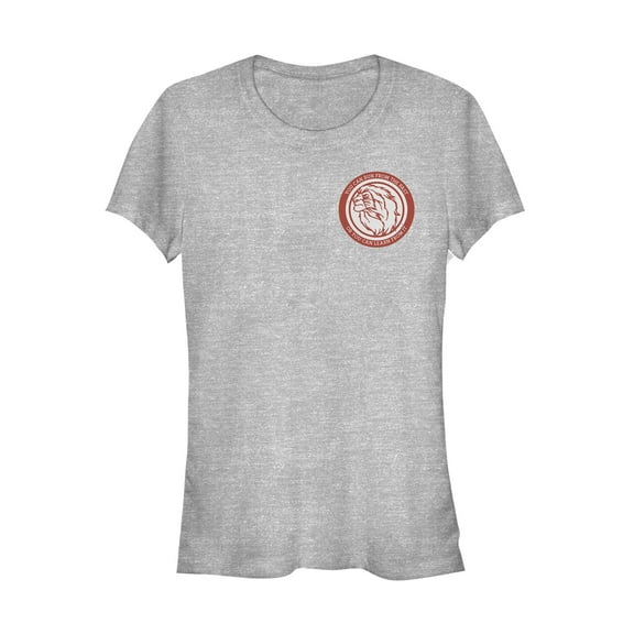 Junior's Lion King Run From Past Emblem  Graphic Tee Athletic Heather 2X Large