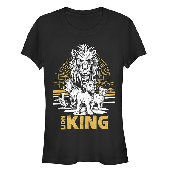 Junior's Lion King Savannah Sunset Crew Graphic Tee Black Large