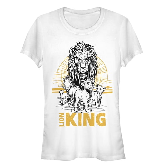 Junior's Lion King Savannah Sunset Crew  Graphic Tee White Large