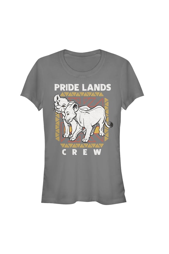 Junior's Lion King Simba & Nala Pride Lands Crew Graphic Tee Charcoal Large