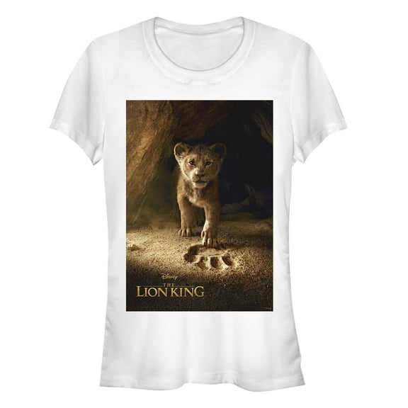 Junior's Lion King Simba Paw Movie Poster  Graphic Tee White Small