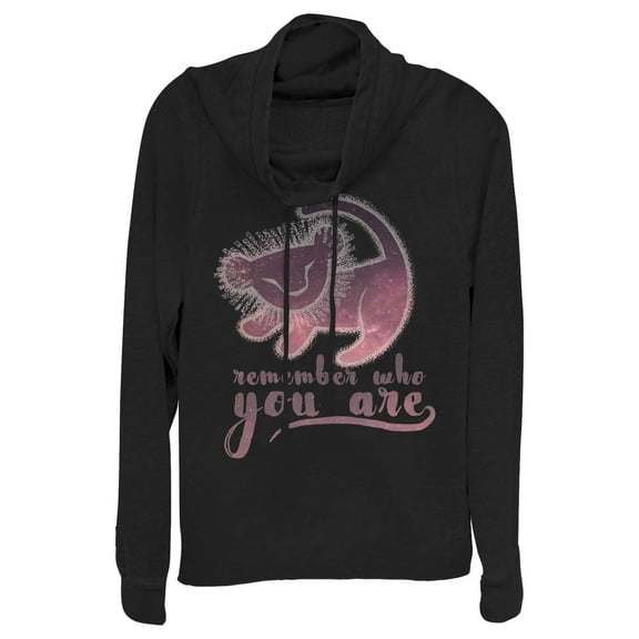 Junior's Lion King Simba Remember Who You Are  Cowl Neck Sweatshirt Black 2X Large
