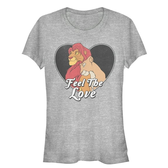 Junior's Lion King Simba and Nala Valentine Feel the Love Graphic Tee Athletic Heather Large