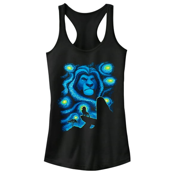 Junior's Lion King Starry Night Pride Rock  Racerback Tank Top Black X Large
