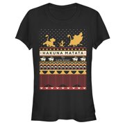 Junior's Lion King Ugly Christmas Hakuna Matata Graphic Tee Black X Large