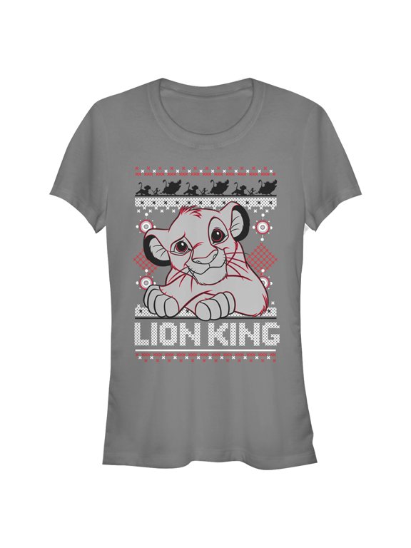 Junior's Lion King Ugly Christmas Simba Graphic Tee Charcoal Medium