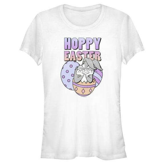 Junior's Looney Tunes Bugs Bunny Hoppy Easter  Graphic Tee White Large