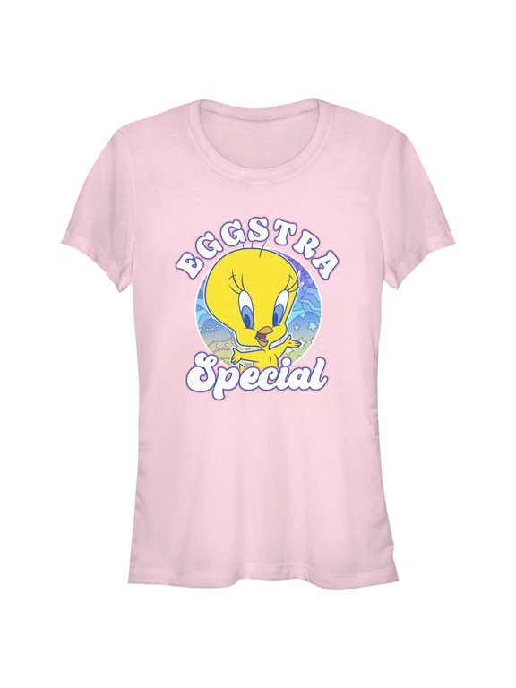 Junior's Looney Tunes Easter Eggstar Special Tweety Graphic Tee Light Pink 2X Large