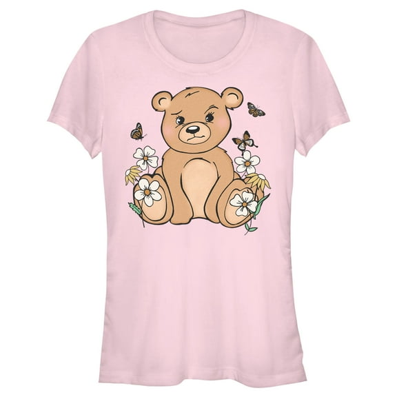 Junior's Lost Gods Adorable Teddy  Graphic Tee Light Pink X Large