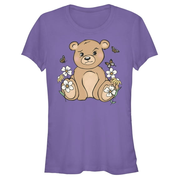 Junior's Lost Gods Adorable Teddy Graphic Tee Purple Medium
