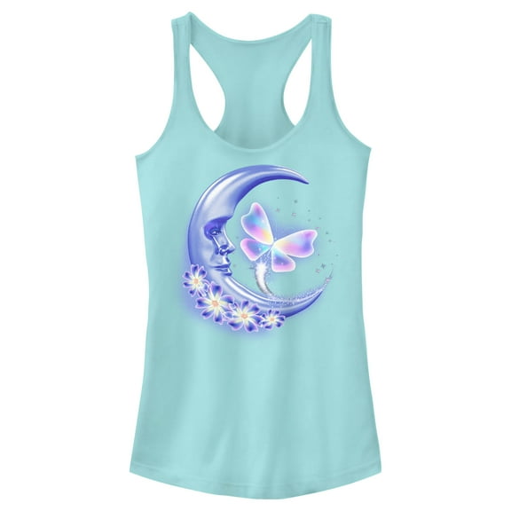 Junior's Lost Gods Airbrushed Half Crescent Moon  Racerback Tank Top Cancun Small