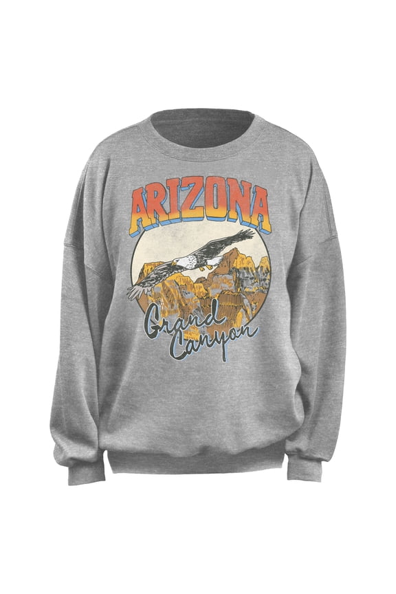 Junior's Lost Gods Arizona Grand Canyon Scene Sweatshirt Heather Gray Medium
