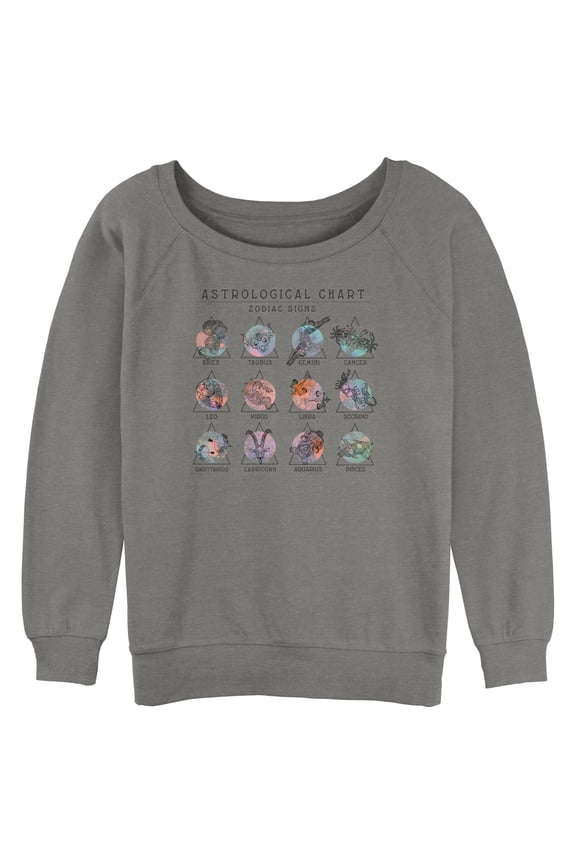 Junior's Lost Gods Astrological Chart Pyramid Sweatshirt Gray Heather Small